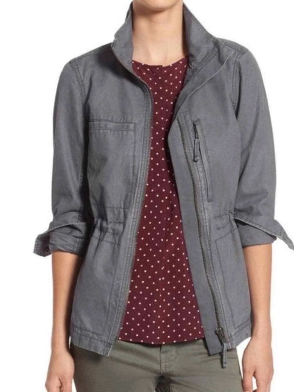 Madewell Women's Fleet Gray Utility Jacket - Casual Zip Front